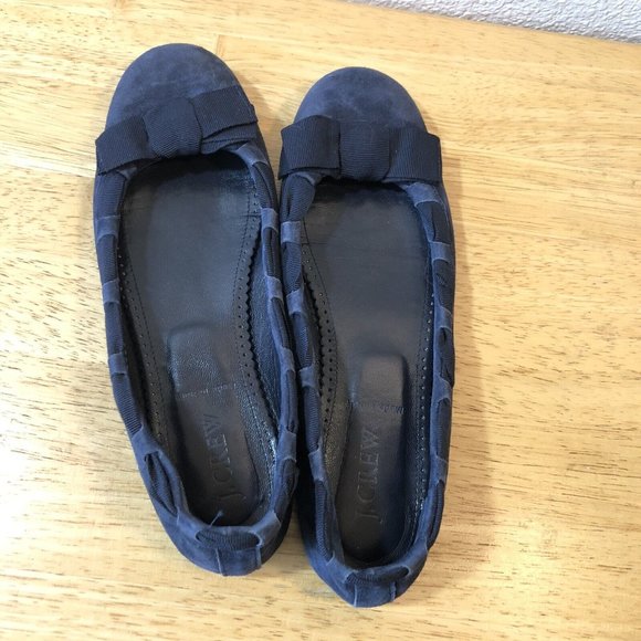 Blue Suede Leather Ballet Flats J Crew Ribbon Bow  Slip On Italy Women's… - Picture 7 of 10